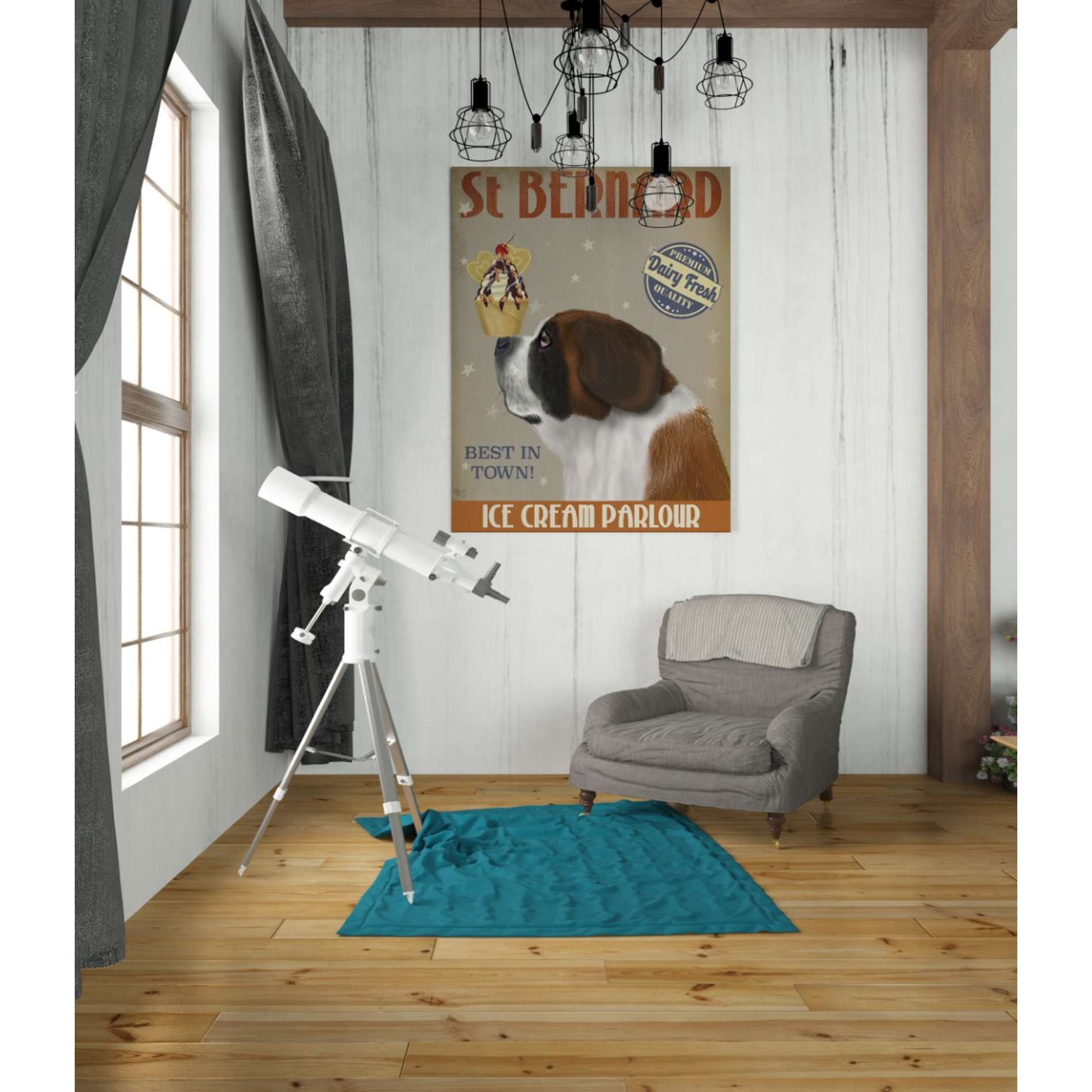 'St Bernard Ice Cream,' by Fab Funky, Giclee Canvas Wall Art