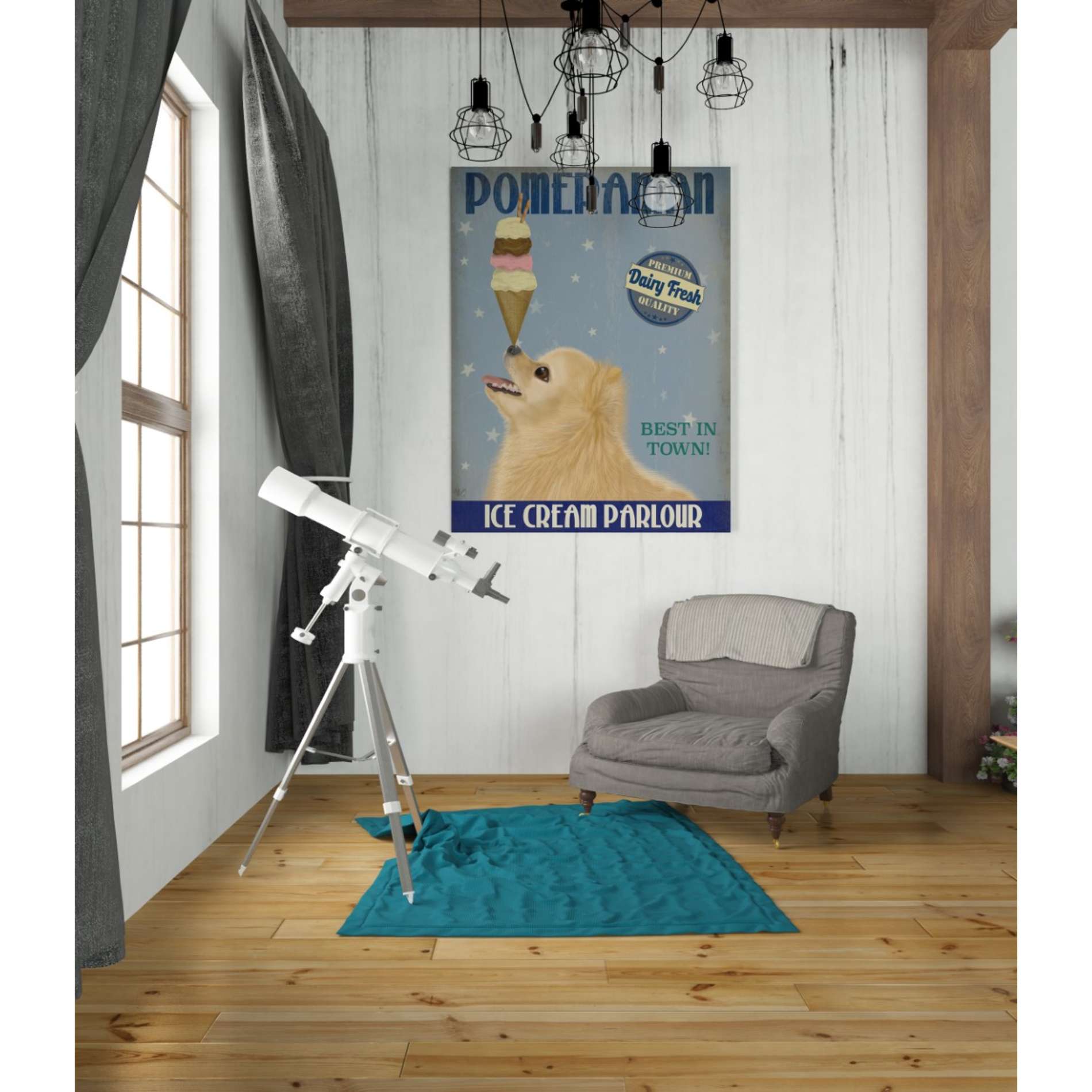 'Pomeranian Ice Cream,' by Fab Funky, Giclee Canvas Wall Art