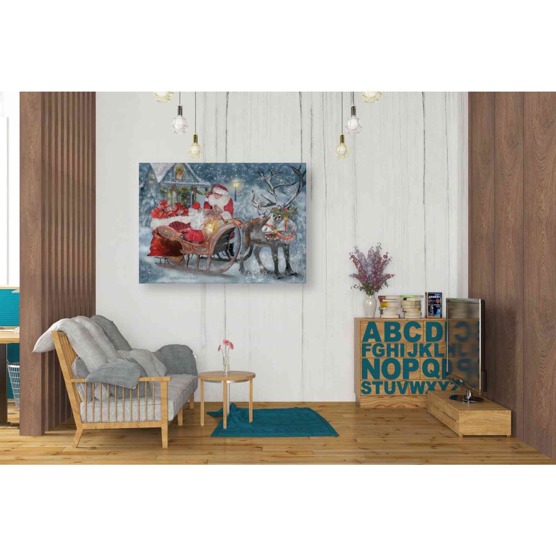 'Santa's Little Helper' by Bluebird Barn, Canvas Wall Art,34 x 26