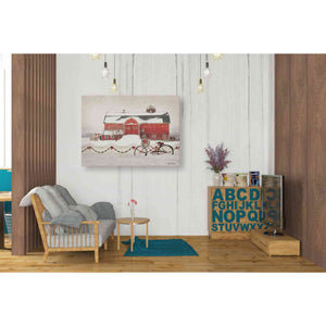 'Christmas Barn and Bike' by Lori Deiter, Canvas Wall Art,34 x 26