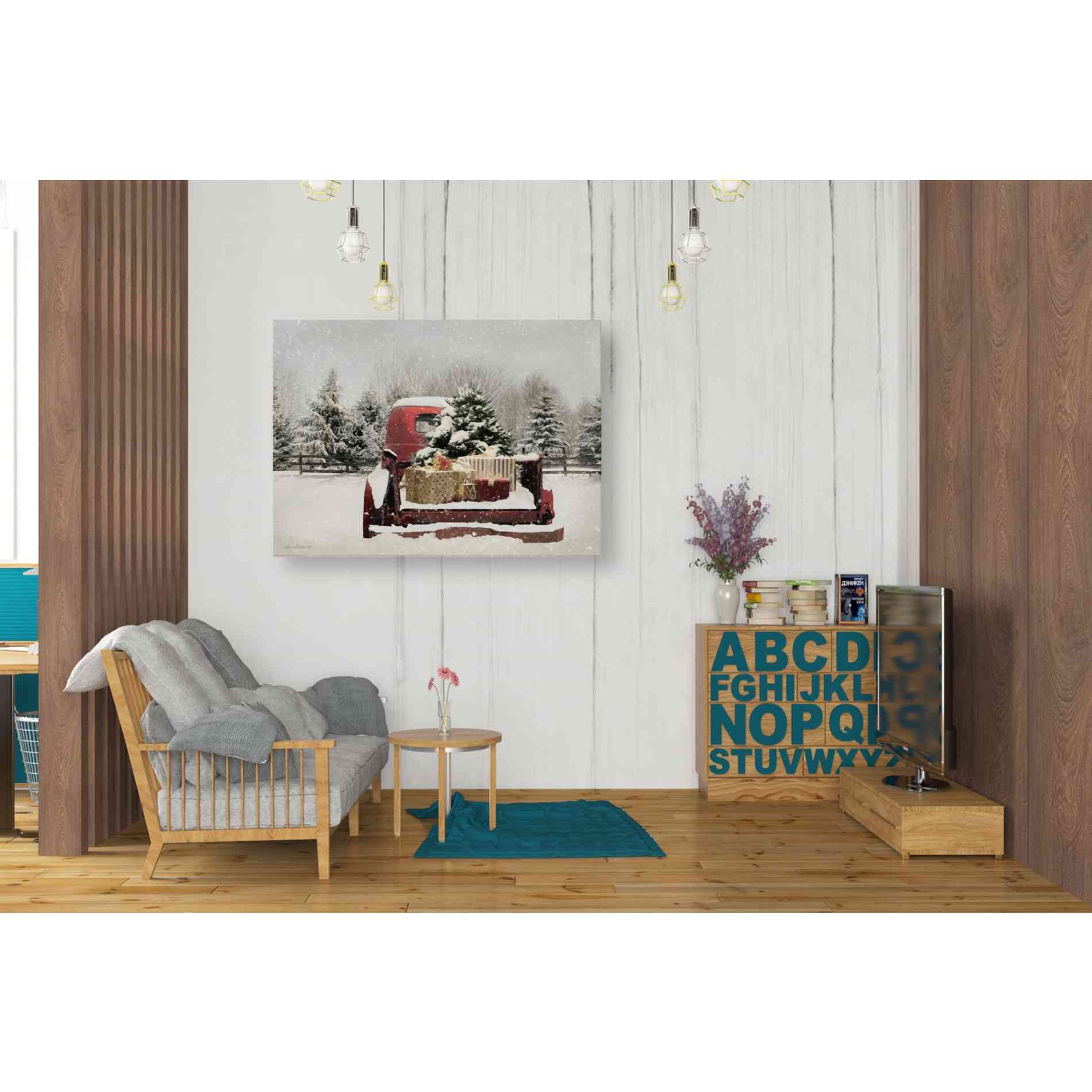 'Snowy Presents' by Lori Deiter, Canvas Wall Art,34 x 26
