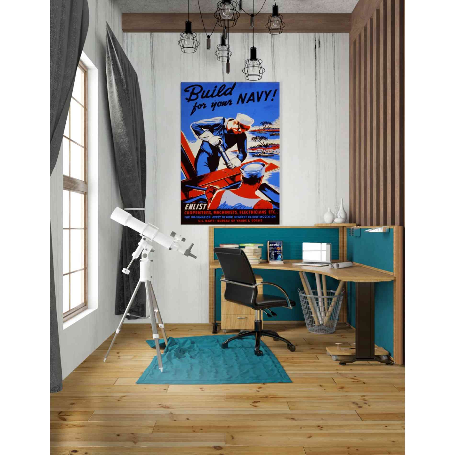 'Build For Your Navy!' Vintage Recruitment Giclee Canvas Wall Art