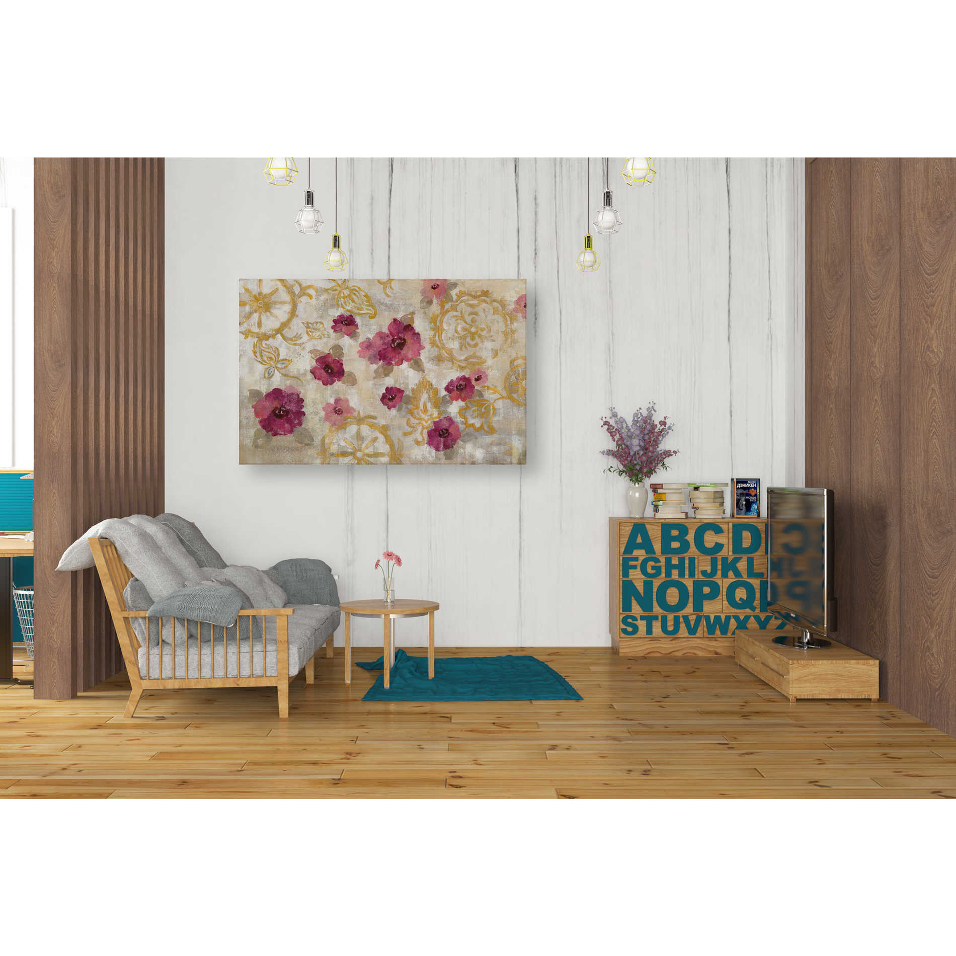 'Elegant Fresco Floral' by Silvia Vassileva, Canvas Wall Art,40 x 26