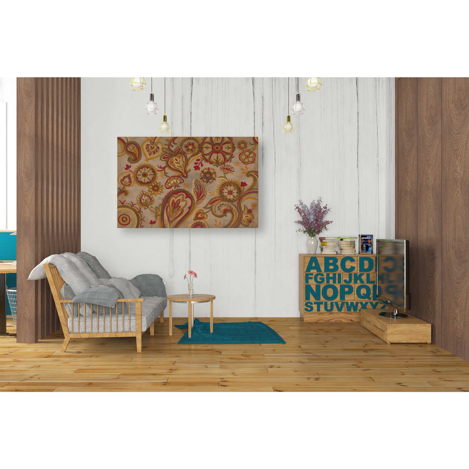 'Linen Paisley' by Silvia Vassileva, Canvas Wall Art,40 x 26
