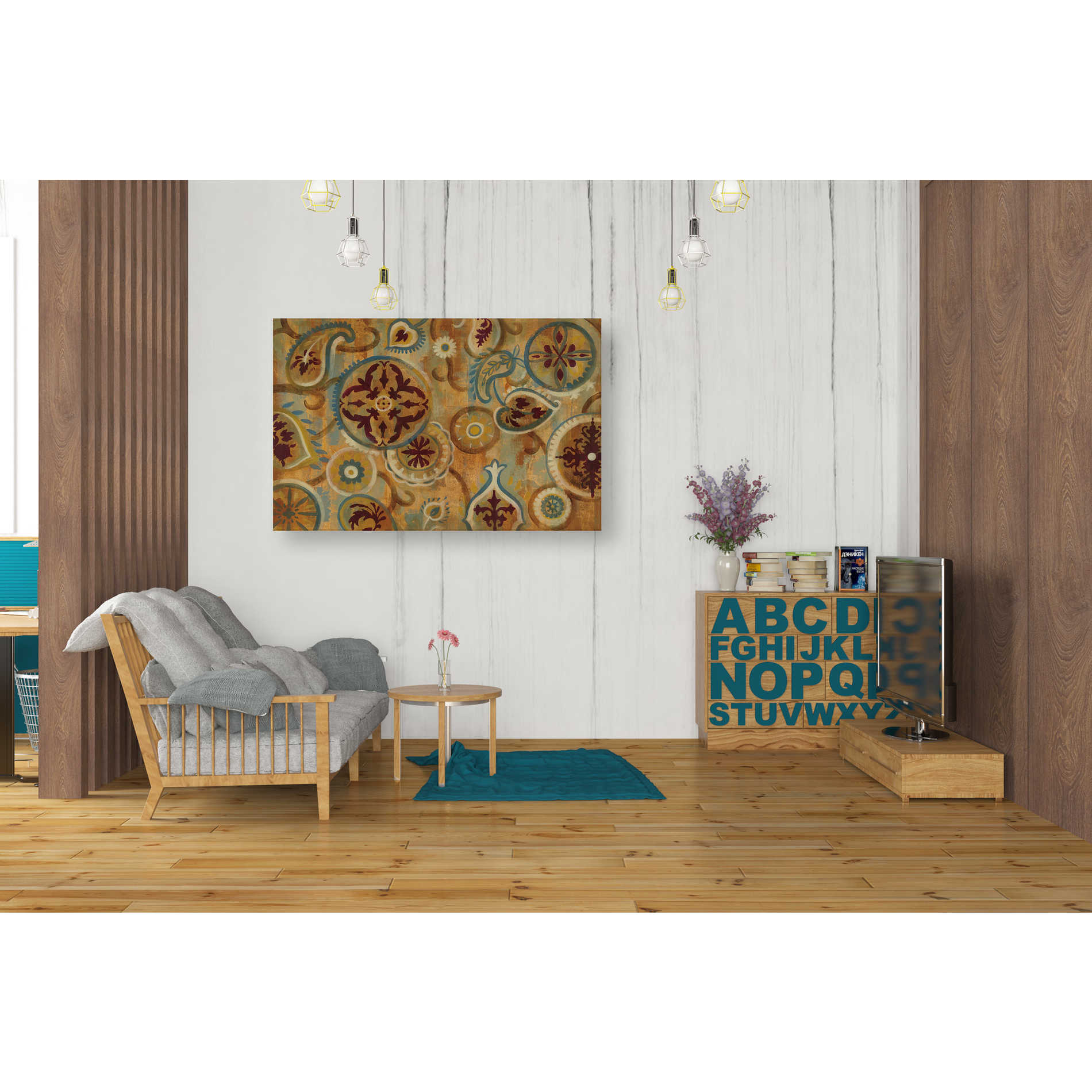 'Burnt Paisley and Mandalas' by Silvia Vassileva, Canvas Wall Art,40 x 26
