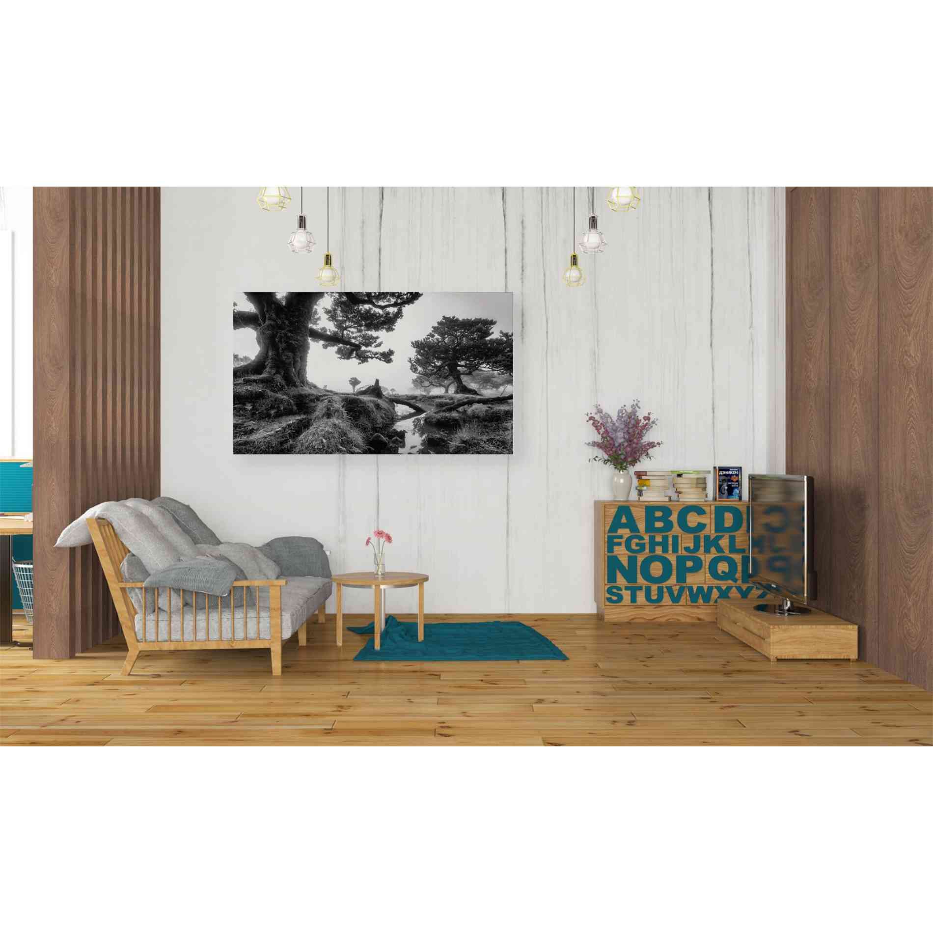 'Black & White Fanal' by Martin Podt, Canvas Wall Art,40 x 26