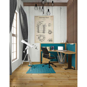 'Beer Container and Cooler Blueprint Patent Parchment' Canvas Wall Art,26 x 40