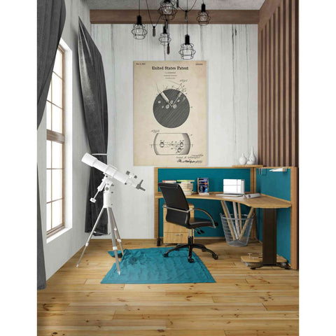 Image of 'Bowling Ball Finger Grip Blueprint Patent Parchment' Canvas Wall Art,26 x 40