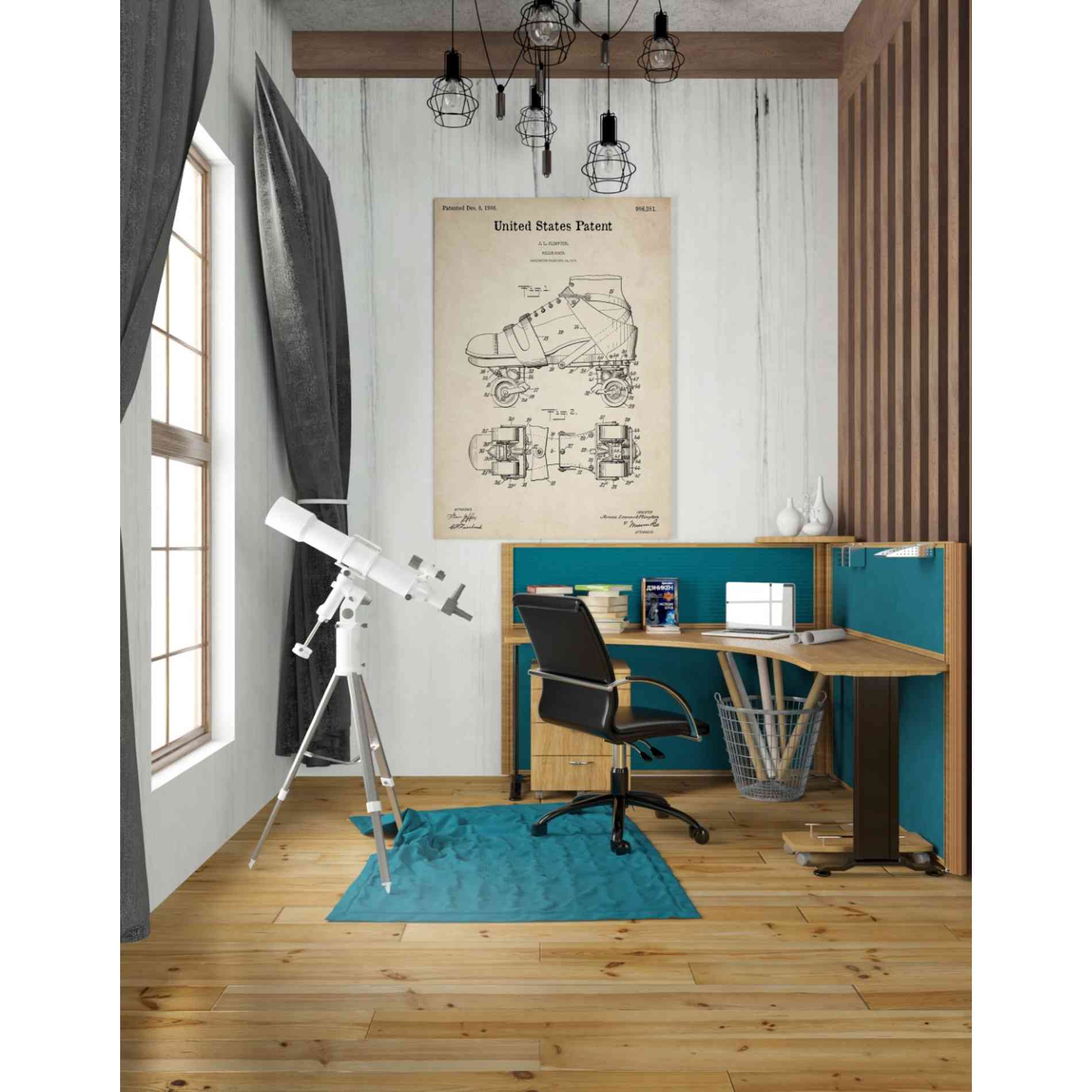 'Roller Skates Blueprint Patent Parchment' Canvas Wall Art,26 x 40
