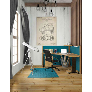 'Roller Skates Blueprint Patent Parchment' Canvas Wall Art,26 x 40