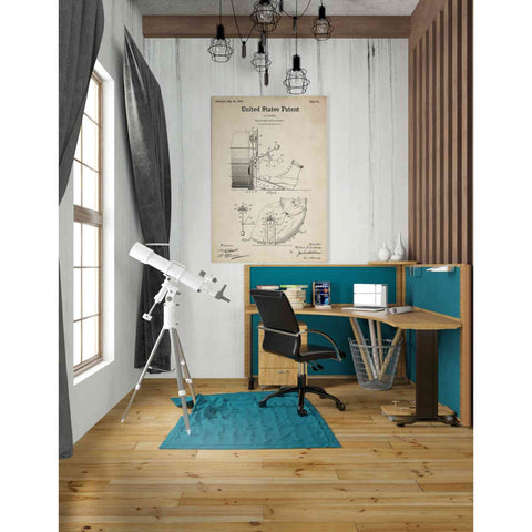 Image of 'Drum and Cymbal Blueprint Patent Parchment' Canvas Wall Art,26 x 40