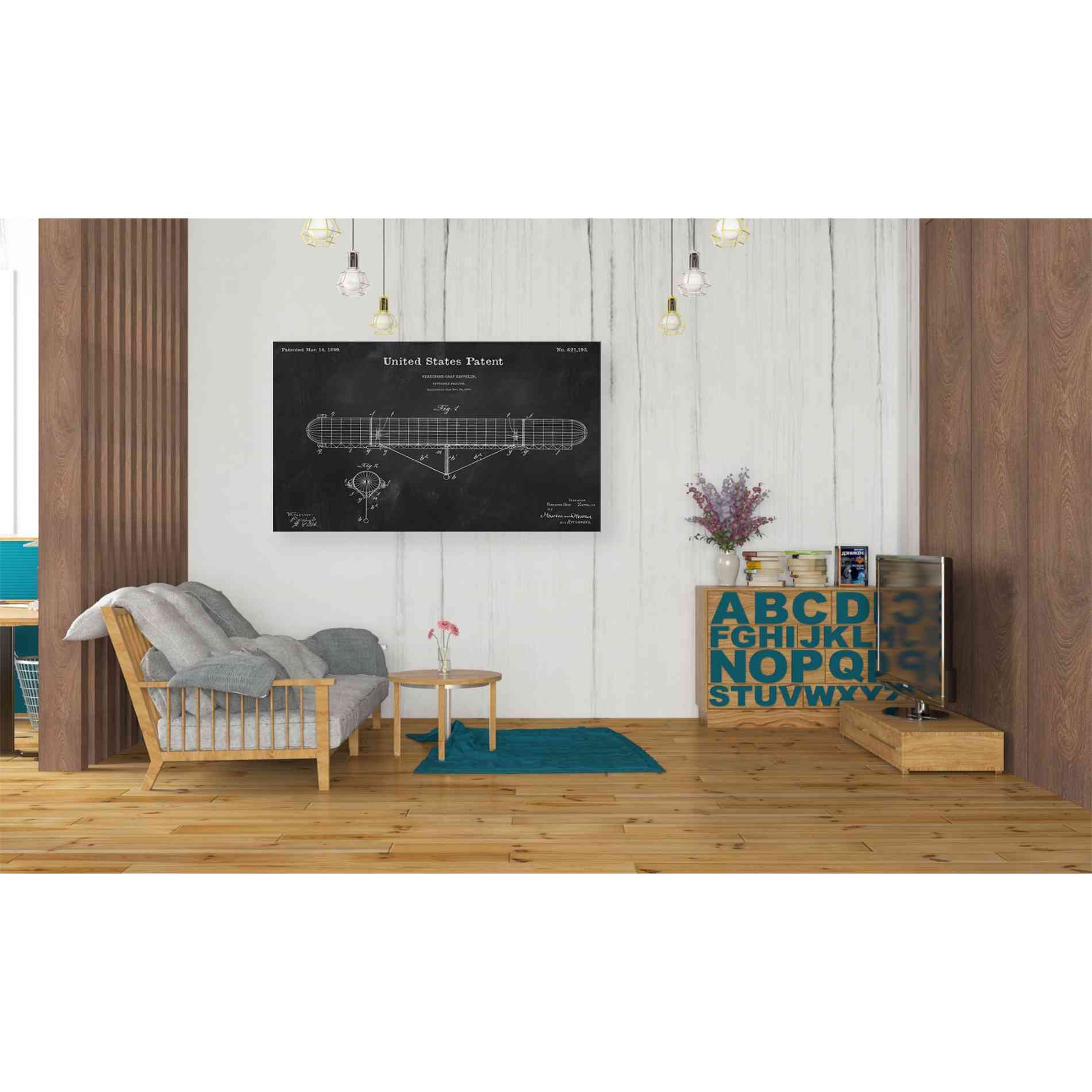'Navigable Balloon Blueprint Patent Chalkboard' Canvas Wall Art,40 x 26