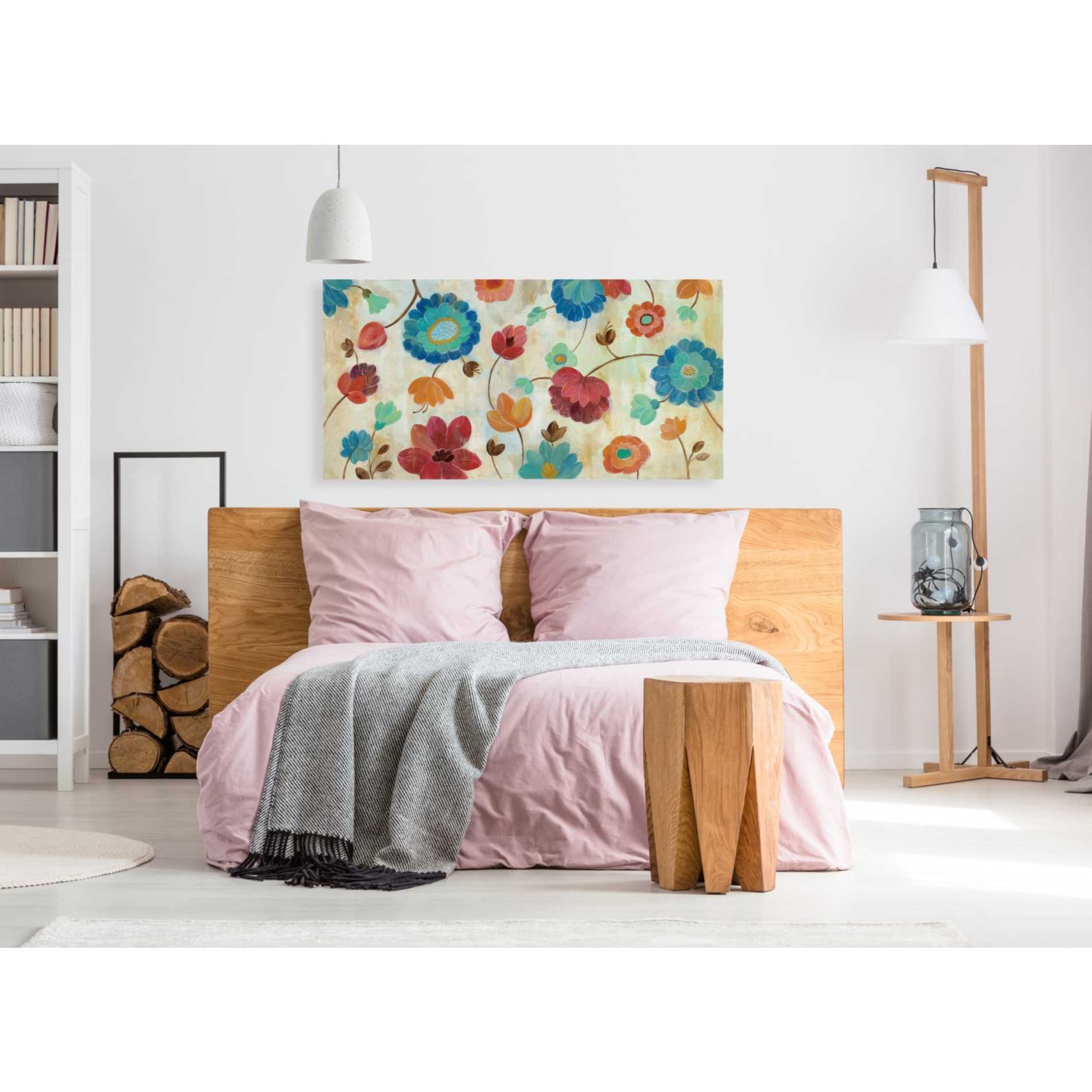 "Coral and Teal Garden III" by Silvia Vassileva, Canvas Wall Art,60 x 30