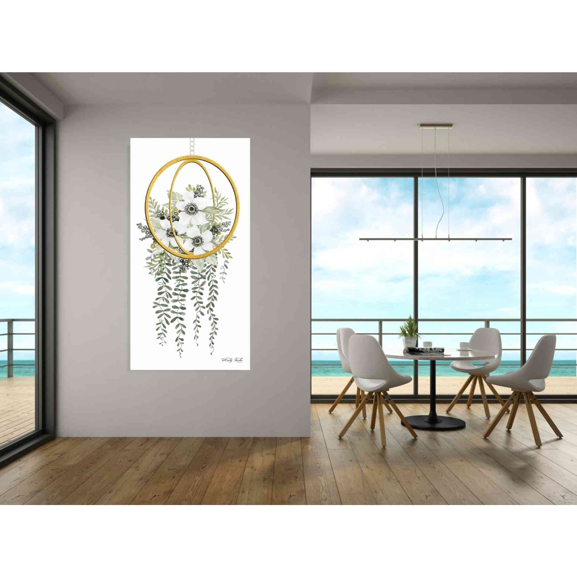 'Gold Geometric Circle & Ivy' by Cindy Jacobs, Giclee Canvas Wall Art