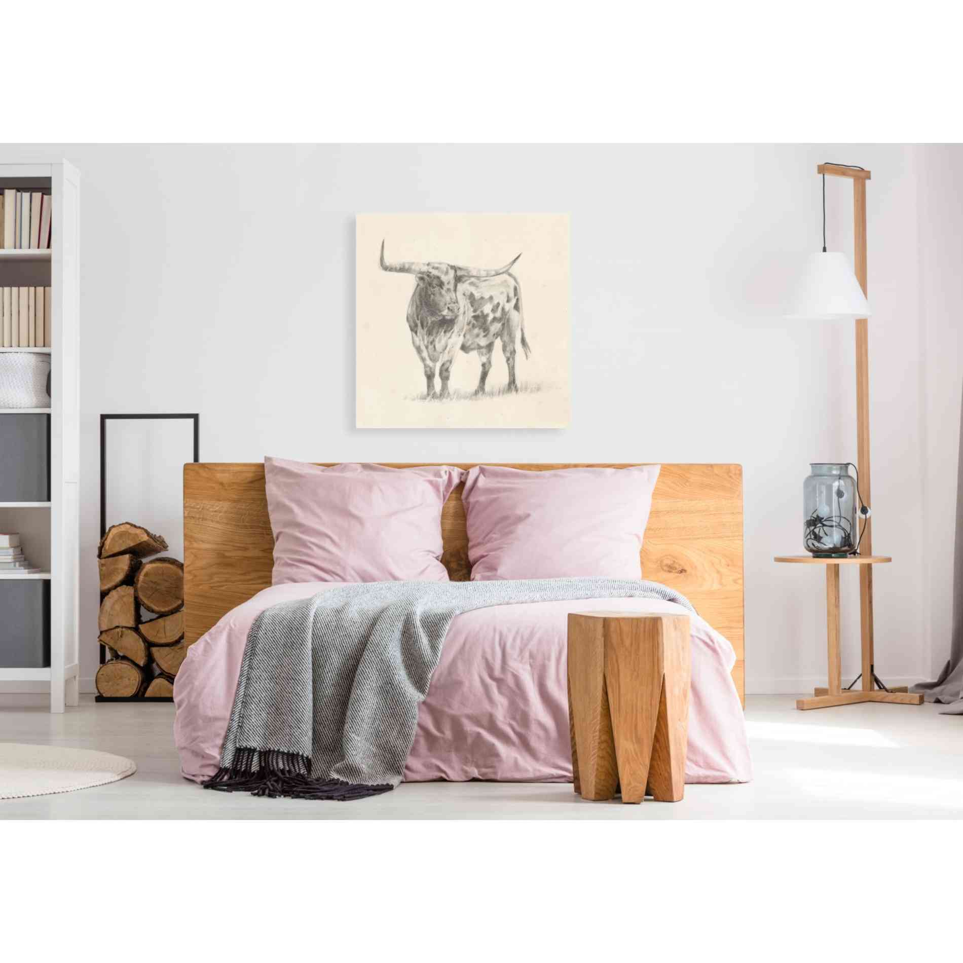 'Longhorn Steer Sketch II' by Ethan Harper, Canvas Wall Art,37 x 37