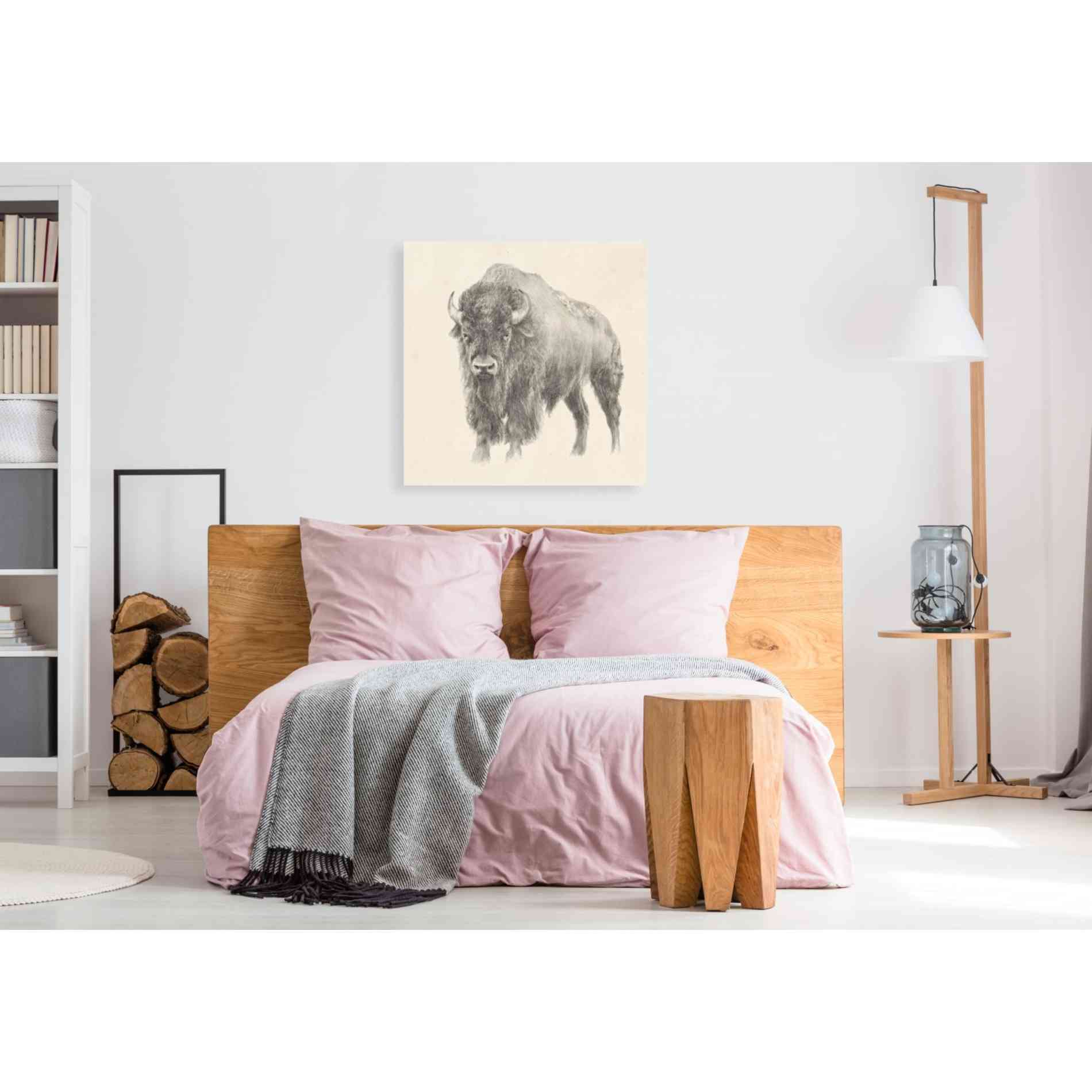 'Western Bison Study' by Ethan Harper, Canvas Wall Art,37 x 37