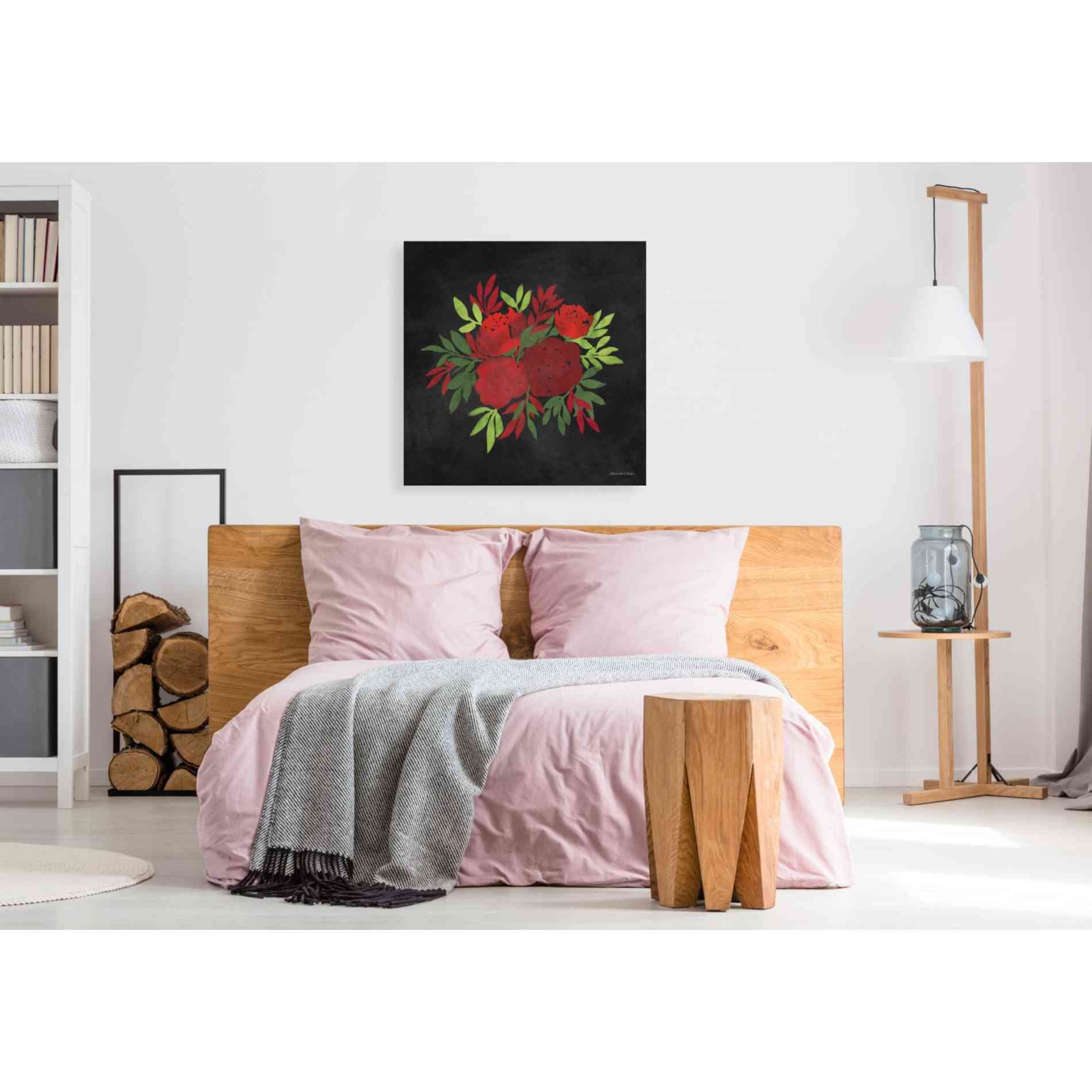 'Red Flowers' by Bluebird Barn, Canvas Wall Art,37 x 37