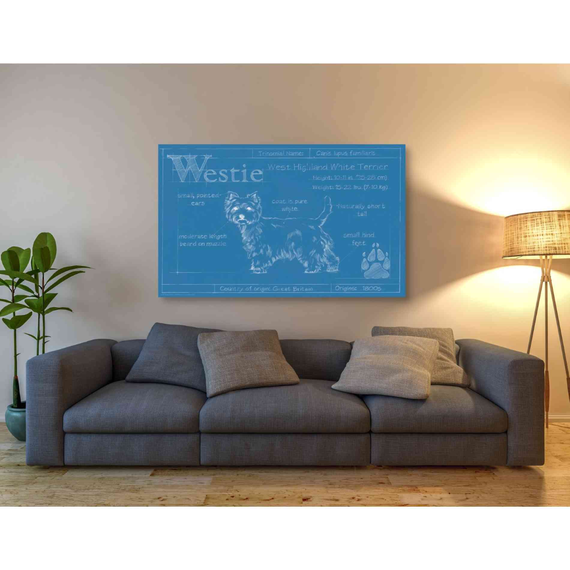 'Blueprint Westie' by Ethan Harper Canvas Wall Art,54 x 40