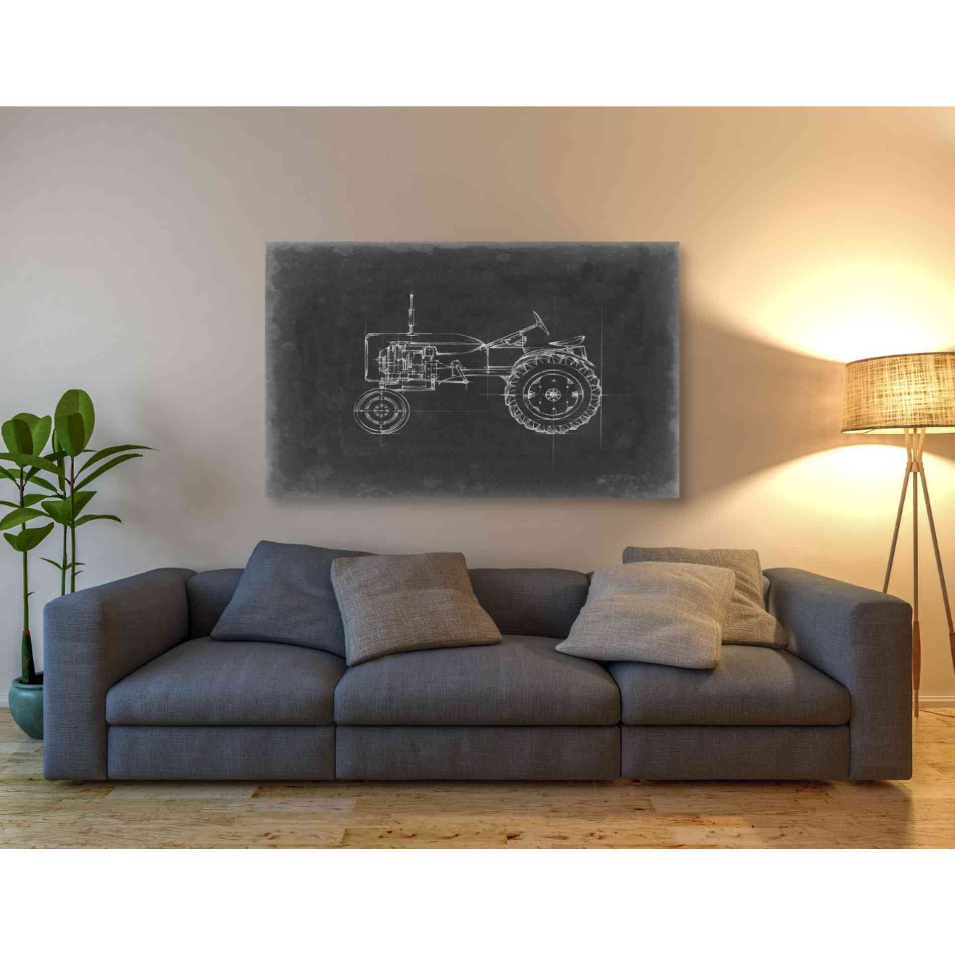 'Tractor Blueprint III' by Ethan Harper Canvas Wall Art,54 x 40