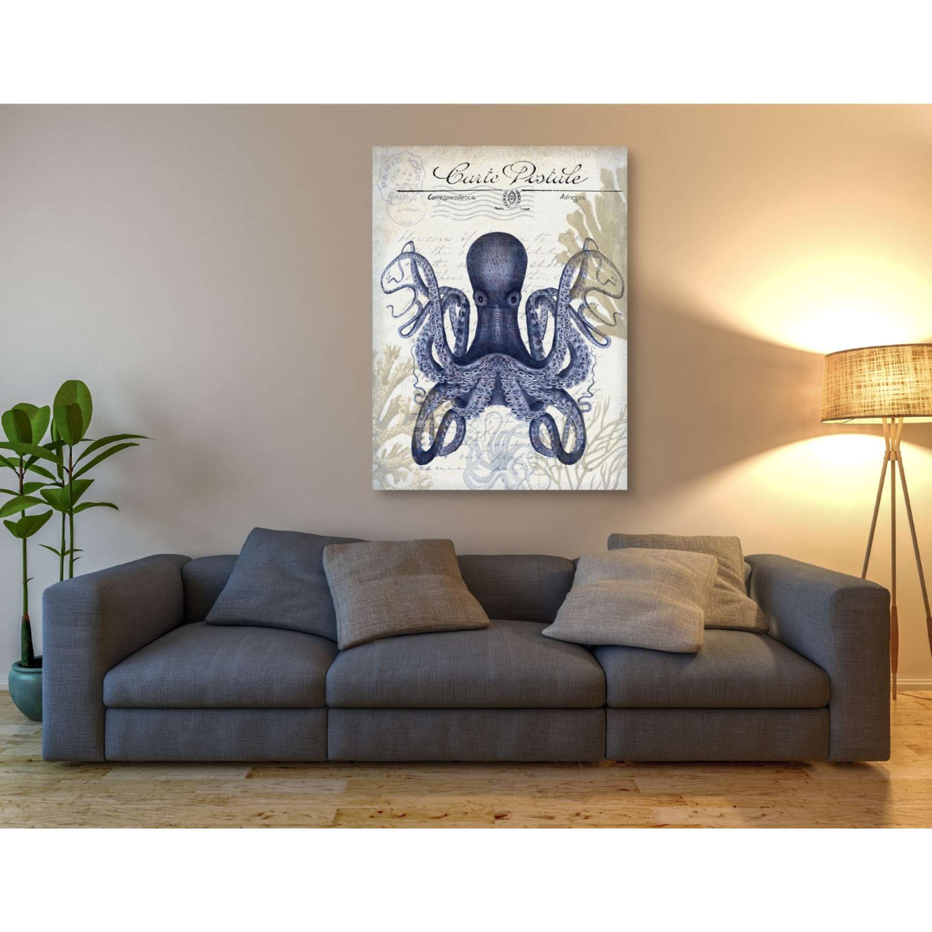'Seaside Postcard Cream c,' by Fab Funky, Giclee Canvas Wall Art