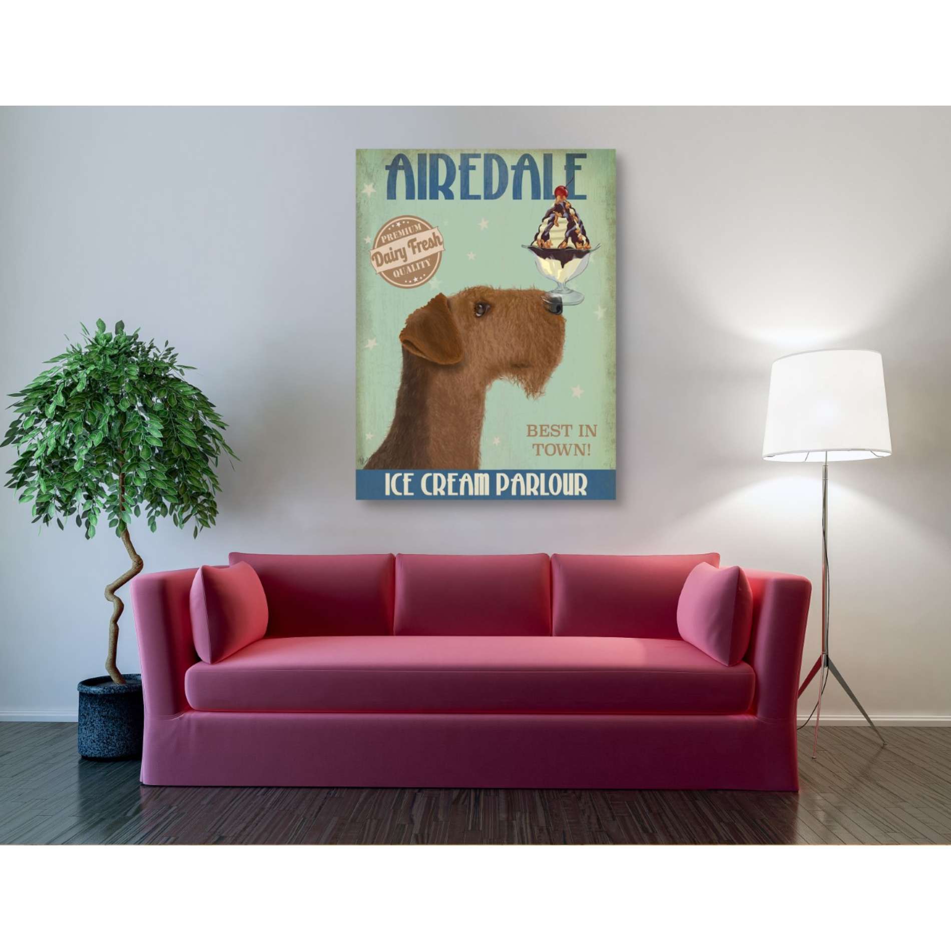 'Airedale Ice Cream,' by Fab Funky, Giclee Canvas Wall Art