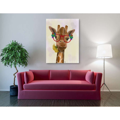 Image of 'Giraffe and Flower Glasses 3' by Fab Funky, Giclee Canvas Wall Art