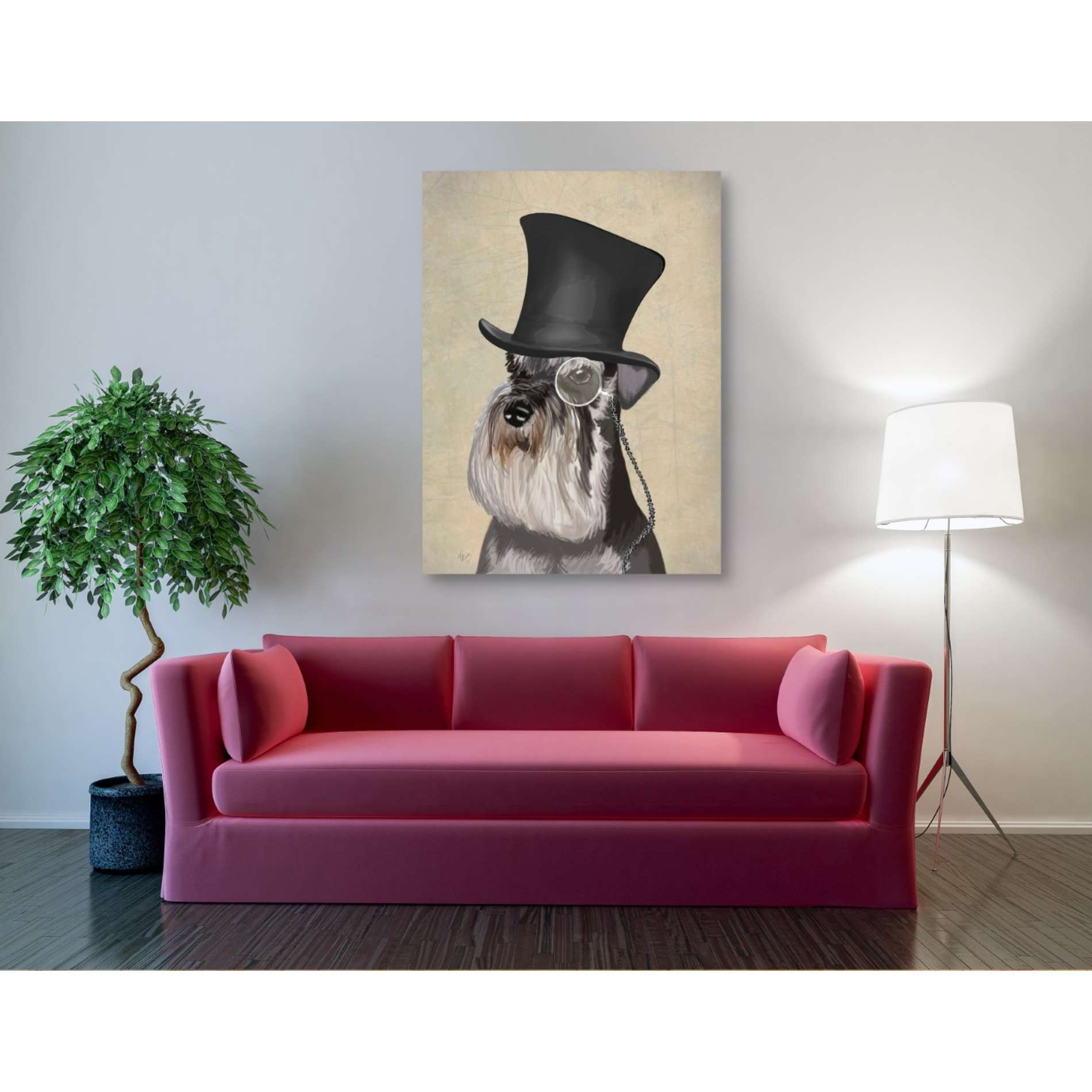 'Schnauzer, Formal Hound and Hat' by Fab Funky, Giclee Canvas Wall Art