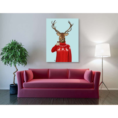 Image of 'Deer in Ski Sweater' by Fab Funky, Giclee Canvas Wall Art
