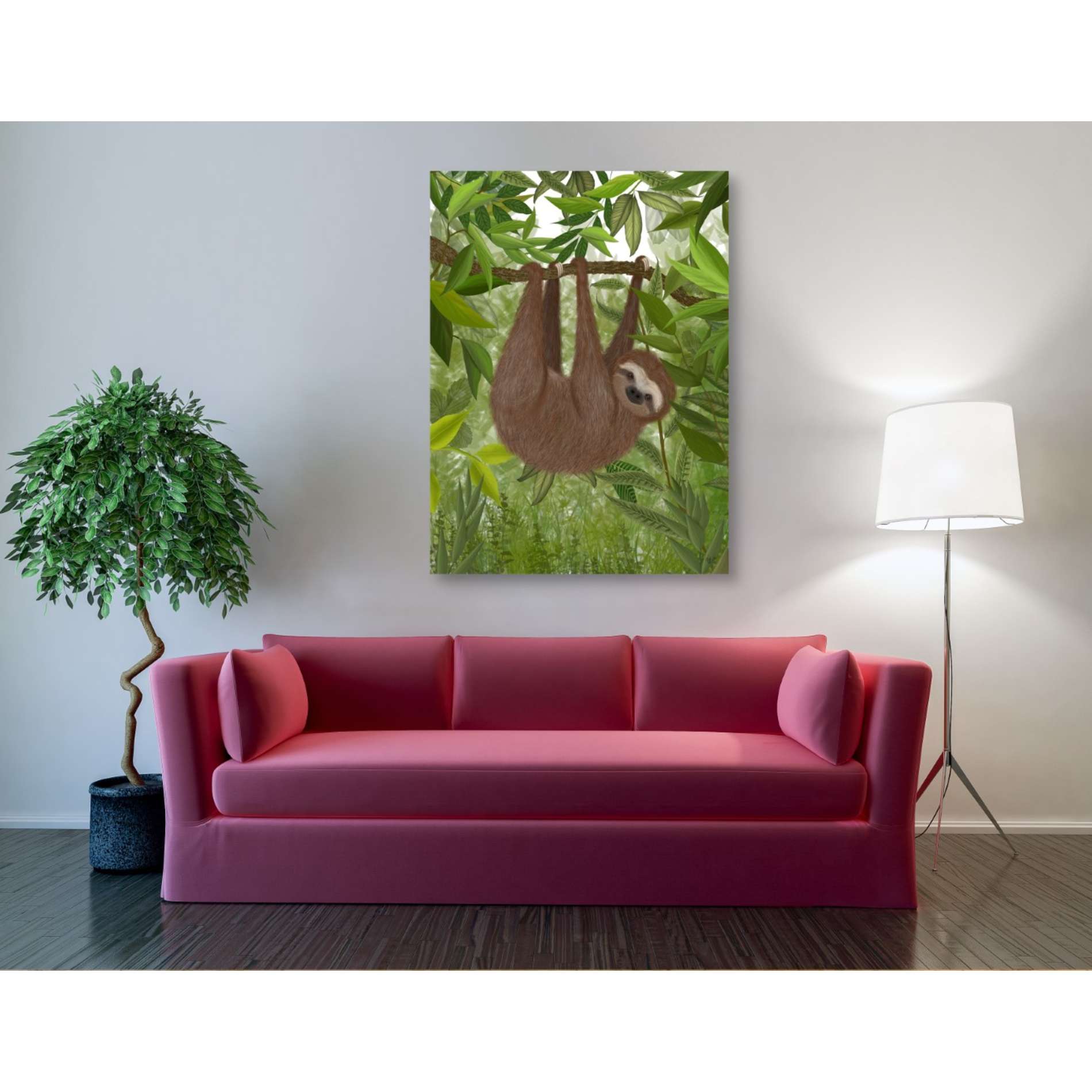 'Sloth Hanging Around' by Fab Funky, Giclee Canvas Wall Art