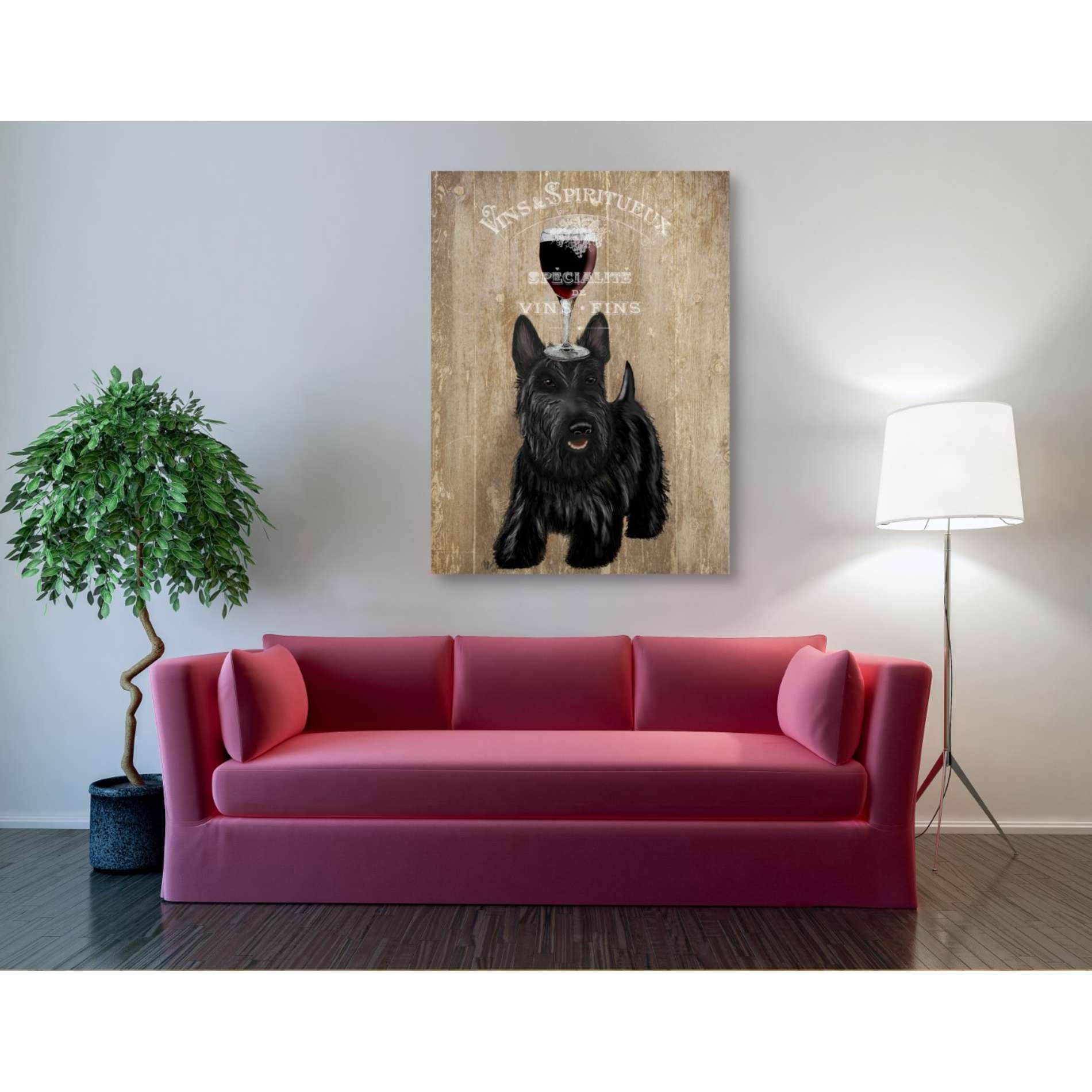 'Dog Au Vin, Scottish Terrier' by Fab Funky, Giclee Canvas Wall Art