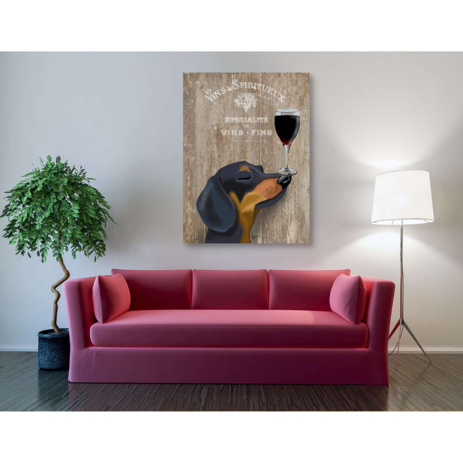 'Dog Au Vin Dachshund' by Fab Funky, Canvas Wall Art,40 x 54