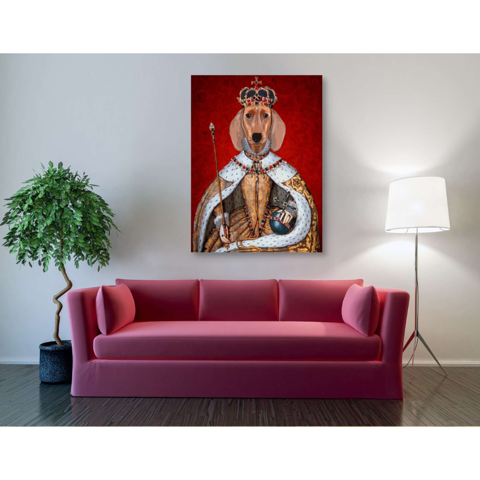 'Dachshund Queen' by Fab Funky, Giclee Canvas Wall Art