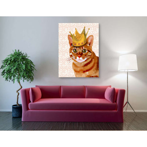 Image of 'Ginger Cat with Crown Portrait' by Fab Funky, Giclee Canvas Wall Art