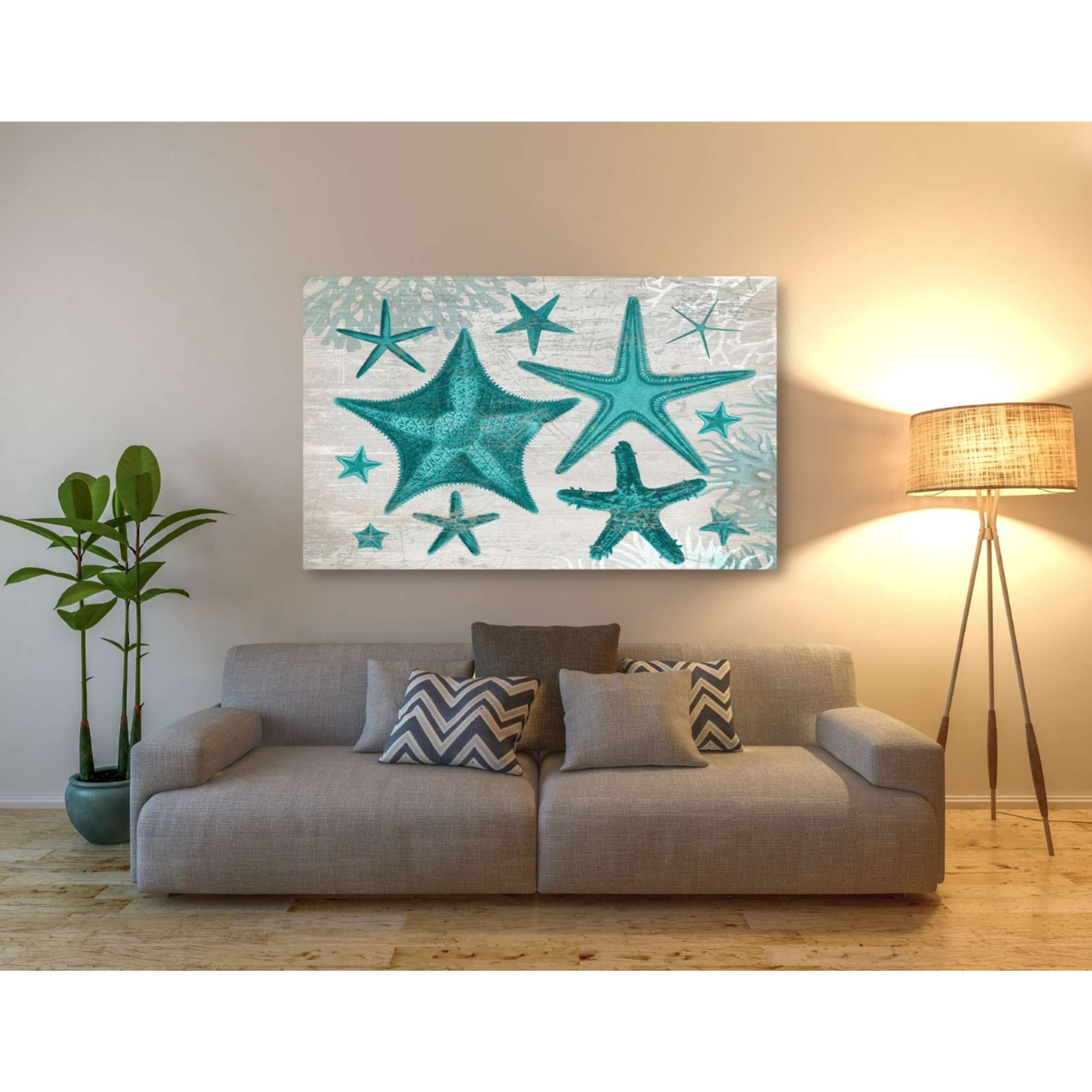 'Green Starfish Collection' by Fab Funky, Giclee Canvas Wall Art