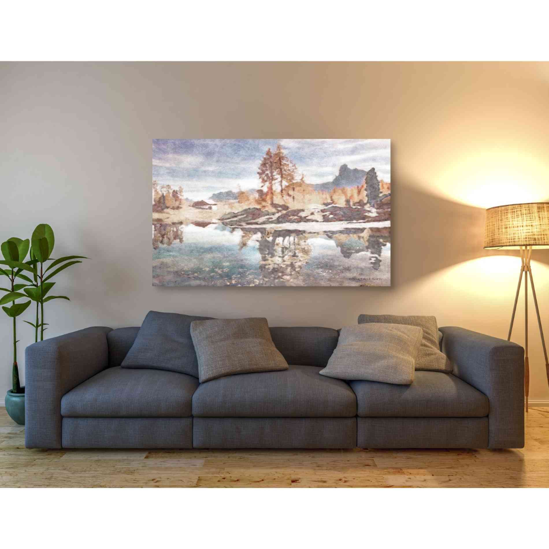 'Little Cabin by the Lake' by Bluebird Barn, Canvas Wall Art,54 x 40