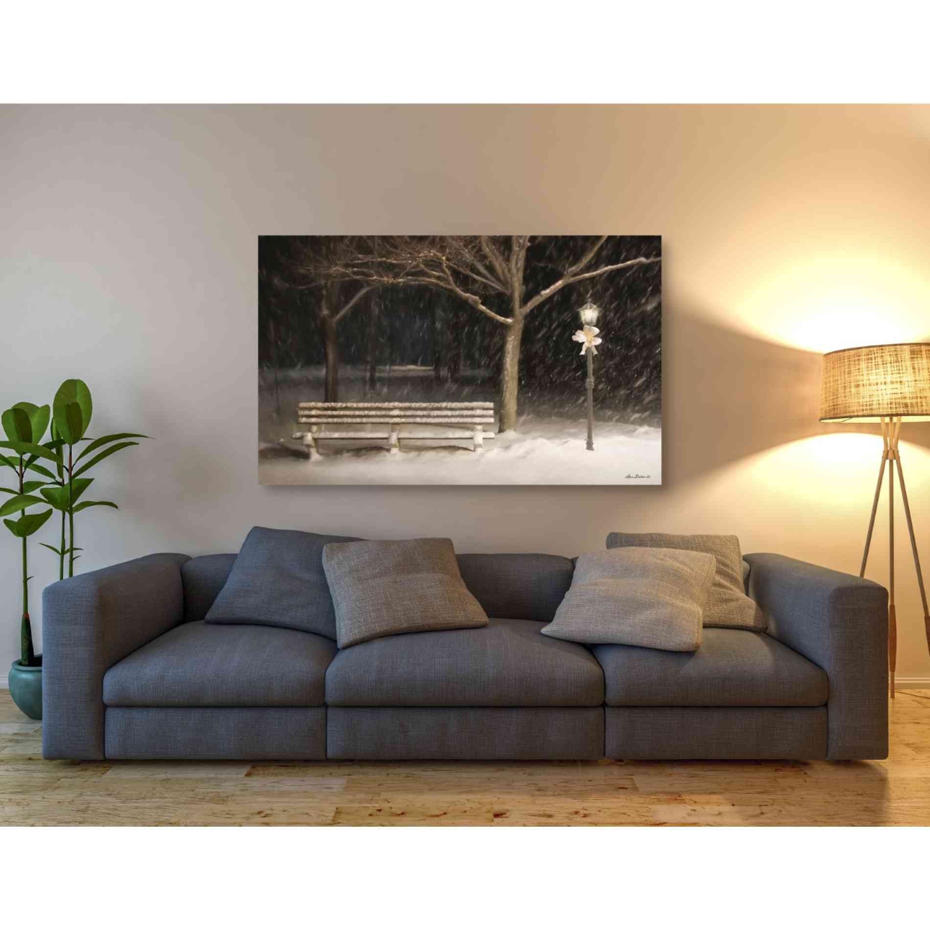 'Snowy Bench' by Lori Deiter, Canvas Wall Art,54 x 40