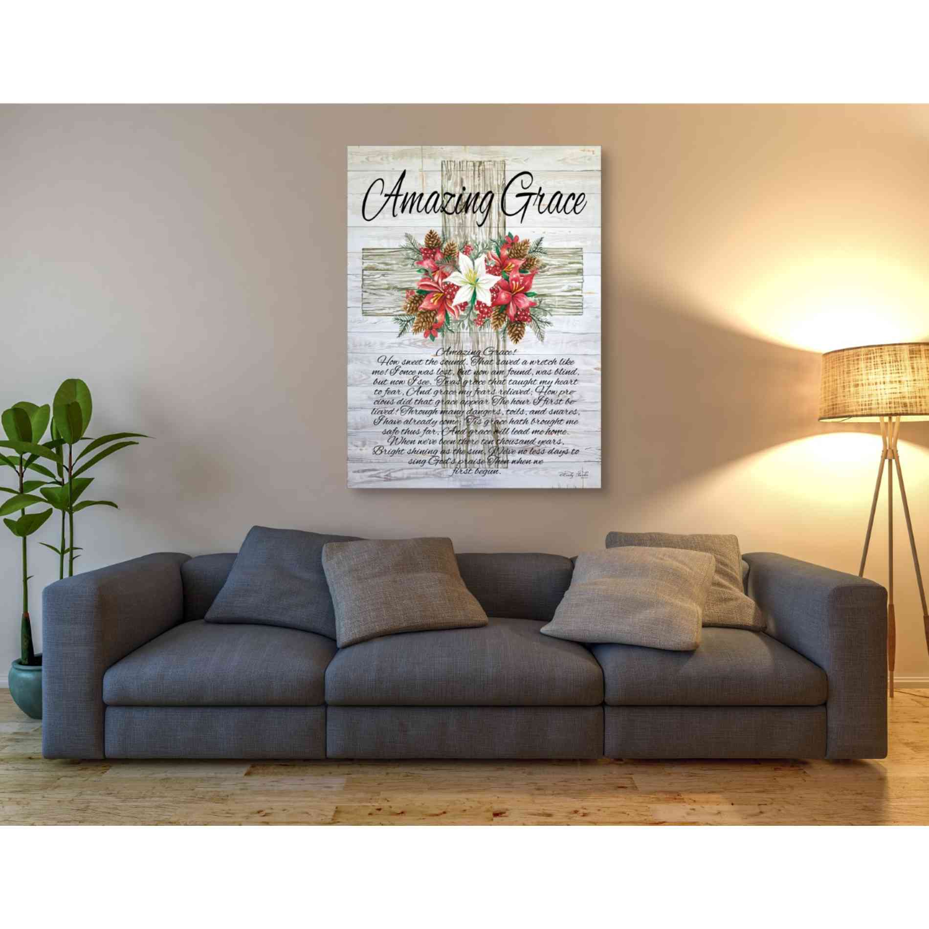 'Amazing Grace Christmas Cross' by Cindy Jacobs, Giclee Canvas Wall Art