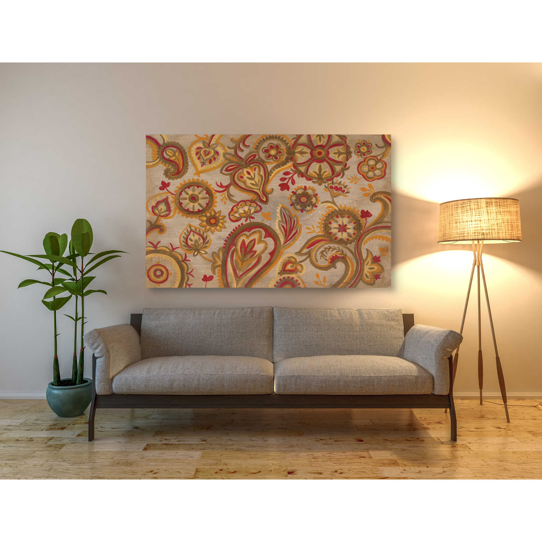 'Linen Paisley' by Silvia Vassileva, Canvas Wall Art,60 x 40