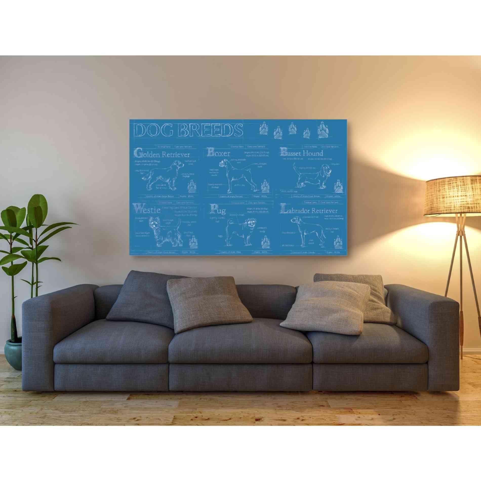 'Dog Breeds Infograph' by Ethan Harper Canvas Wall Art,60 x 40