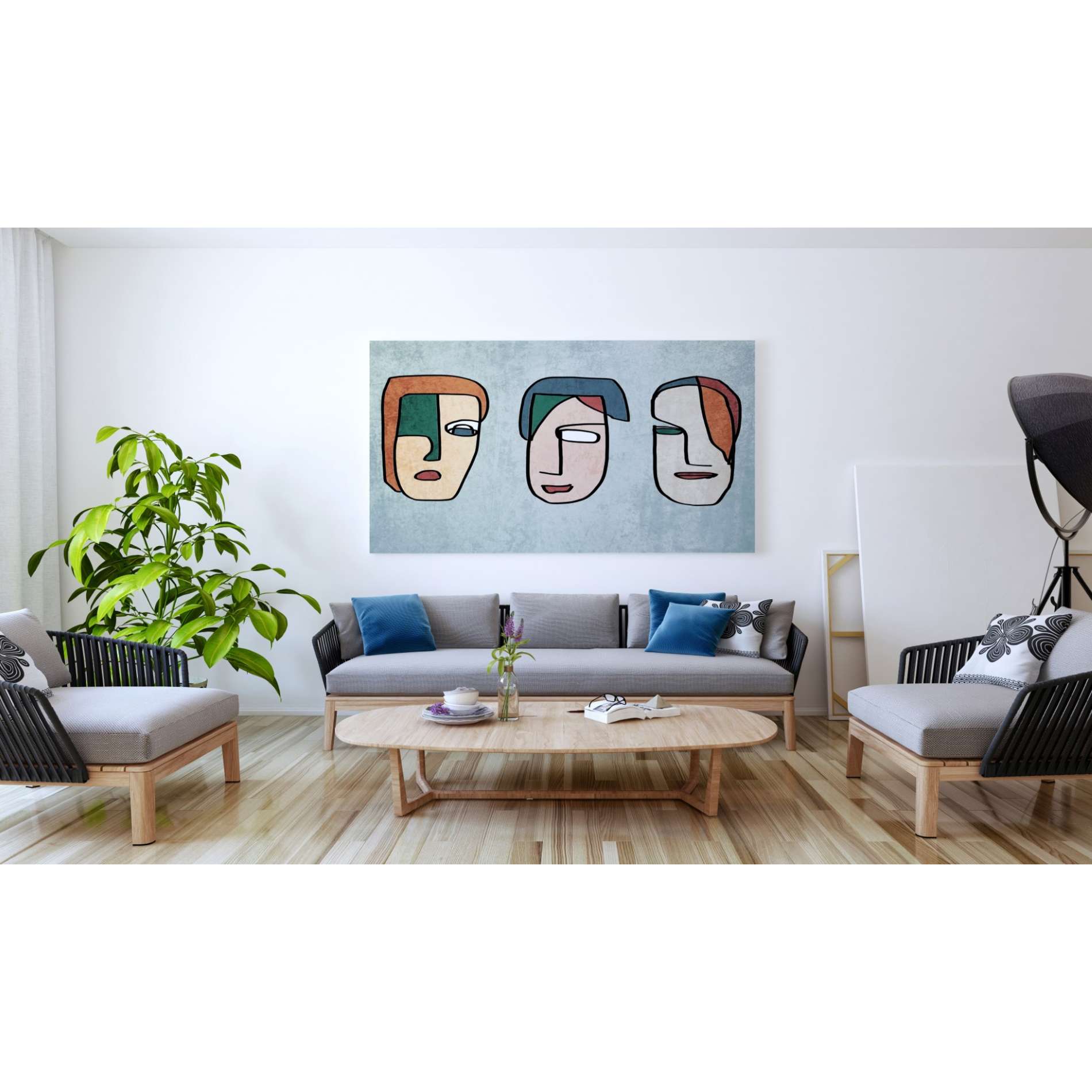 'FACES LINE ART 2' by Irena Orlov, Canvas Wall Art,60 x 40