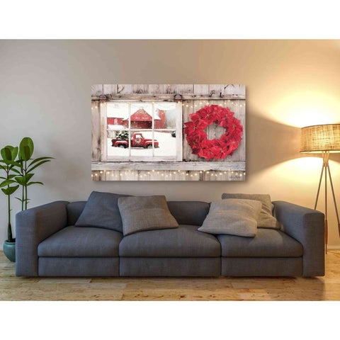 Image of 'Poinsettia Wreath Window View' by Lori Deiter, Canvas Wall Art,60 x 40