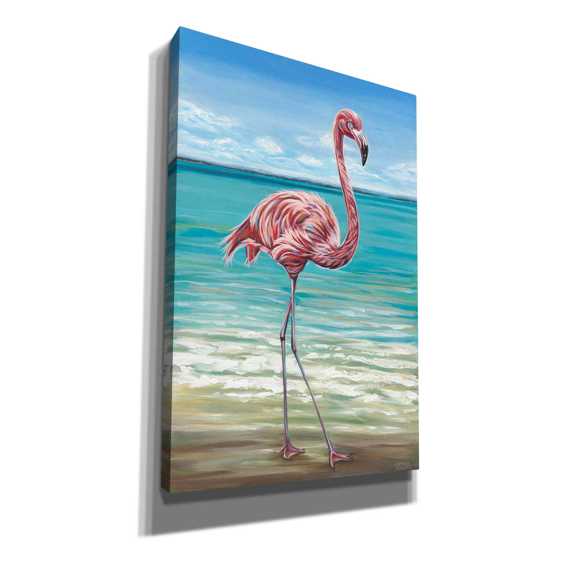 'Beach Walker Flamingo I' by Carolee Vitaletti, Giclee Canvas Wall Art