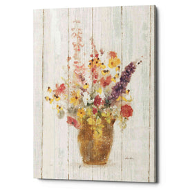 'Wild Flowers in Vase I on Barn Board' by Cheri Blum, Canvas Wall Art