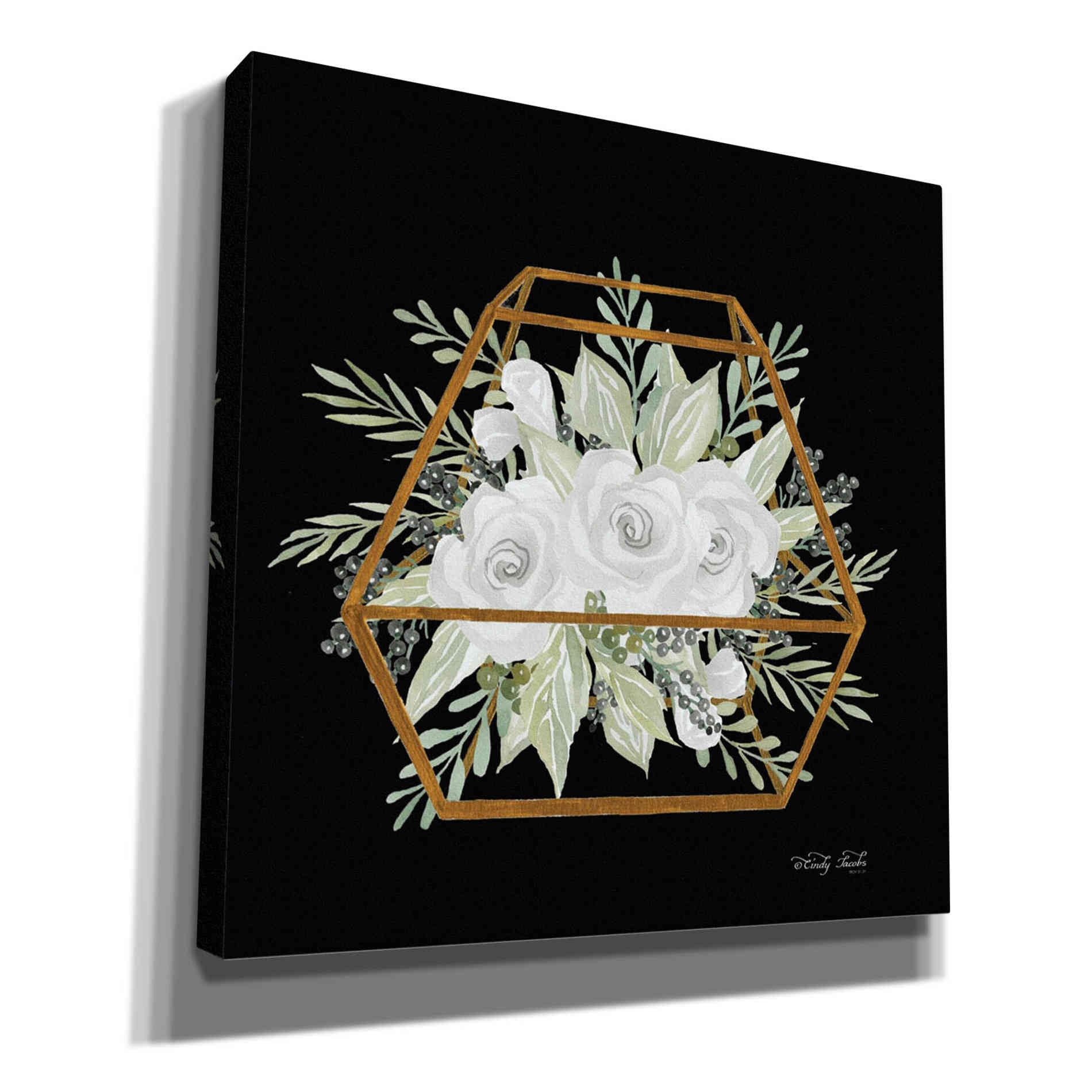 'Gold Geometric Polygon' by Cindy Jacobs, Canvas Wall Art,Size 1 Square