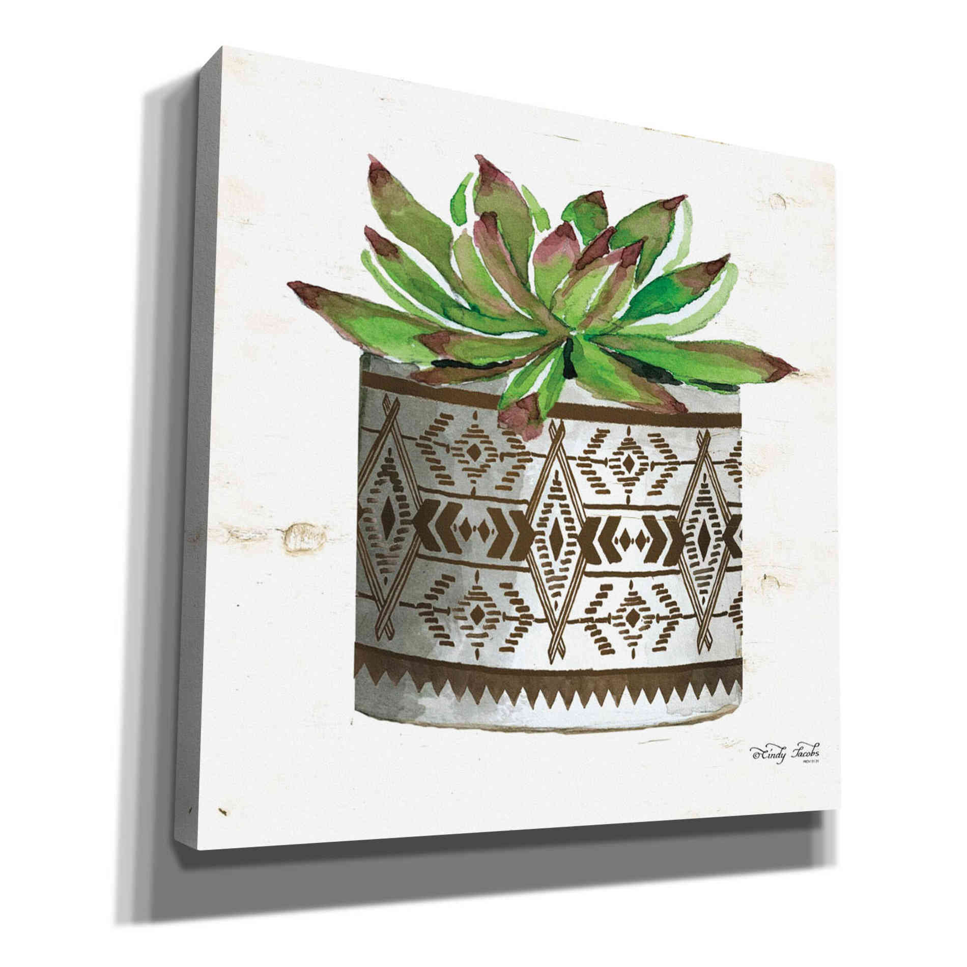 'Mud Cloth Vase VI' by Cindy Jacobs, Giclee Canvas Wall Art