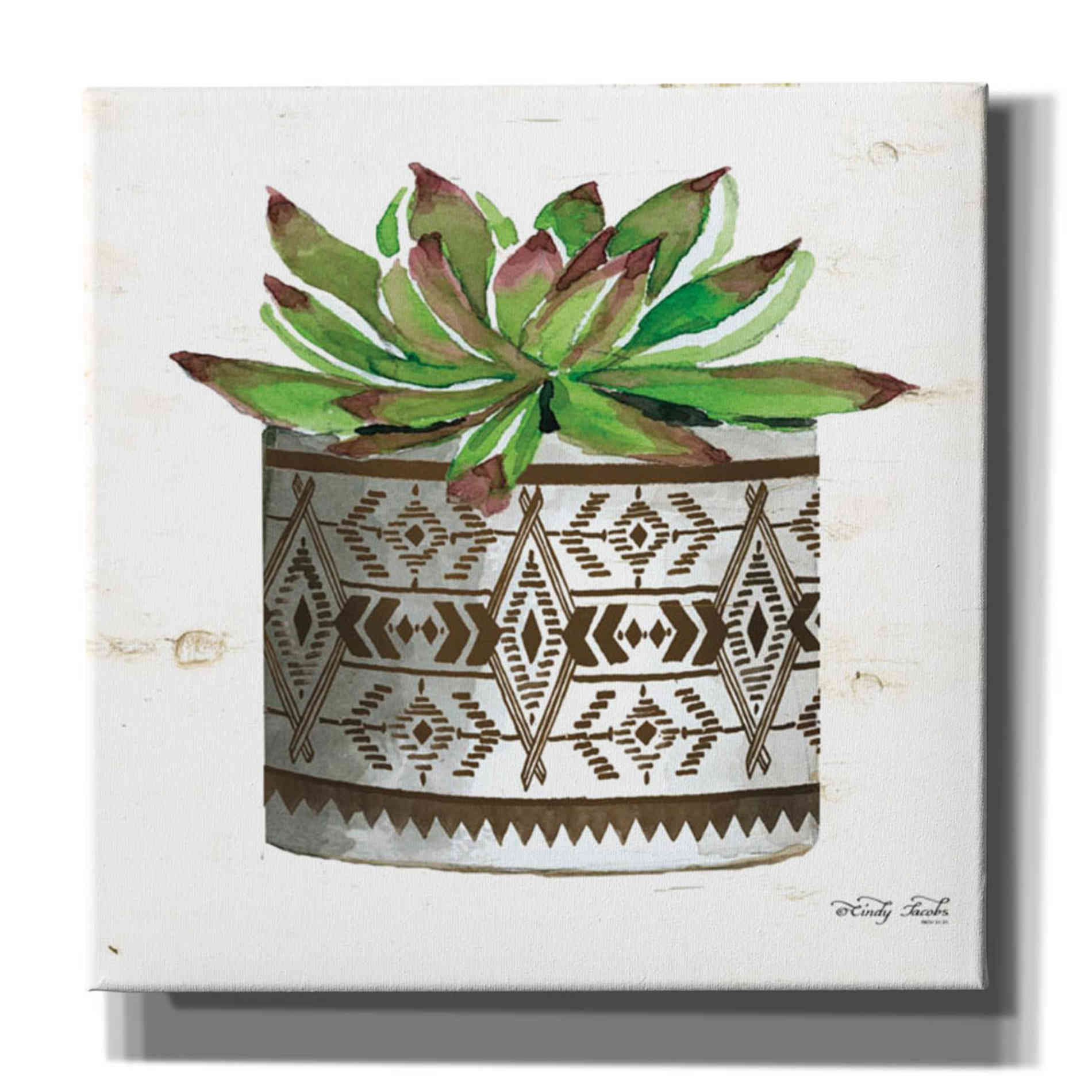 'Mud Cloth Vase VI' by Cindy Jacobs, Giclee Canvas Wall Art