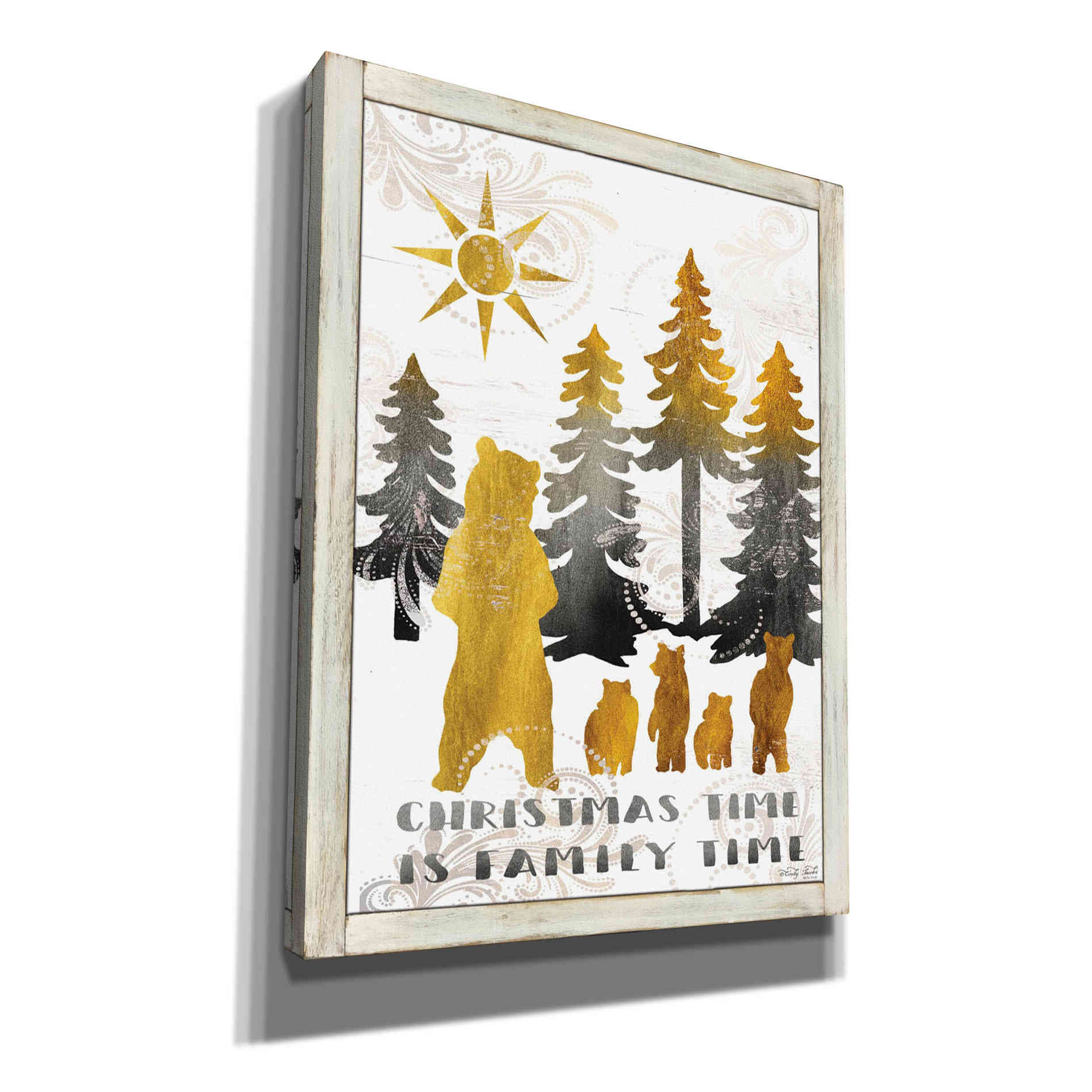 'Christmas Time is Family Time Bear Family' by Cindy Jacobs, Canvas Wall Art,Size B Portrait
