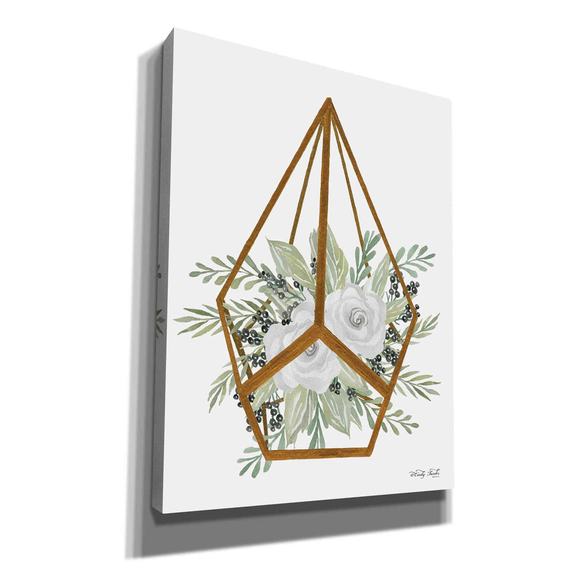 'Gold Geometric Diamond' by Cindy Jacobs, Canvas Wall Art,Size B Portrait