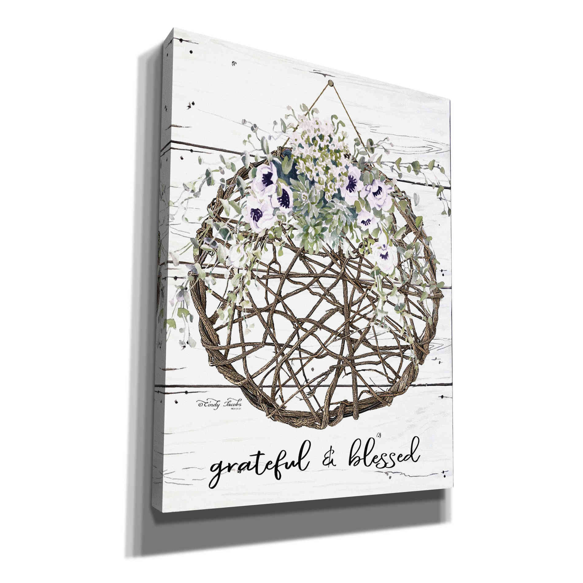 'Grateful & Blessed' by Cindy Jacobs, Canvas Wall Art,Size B Portrait