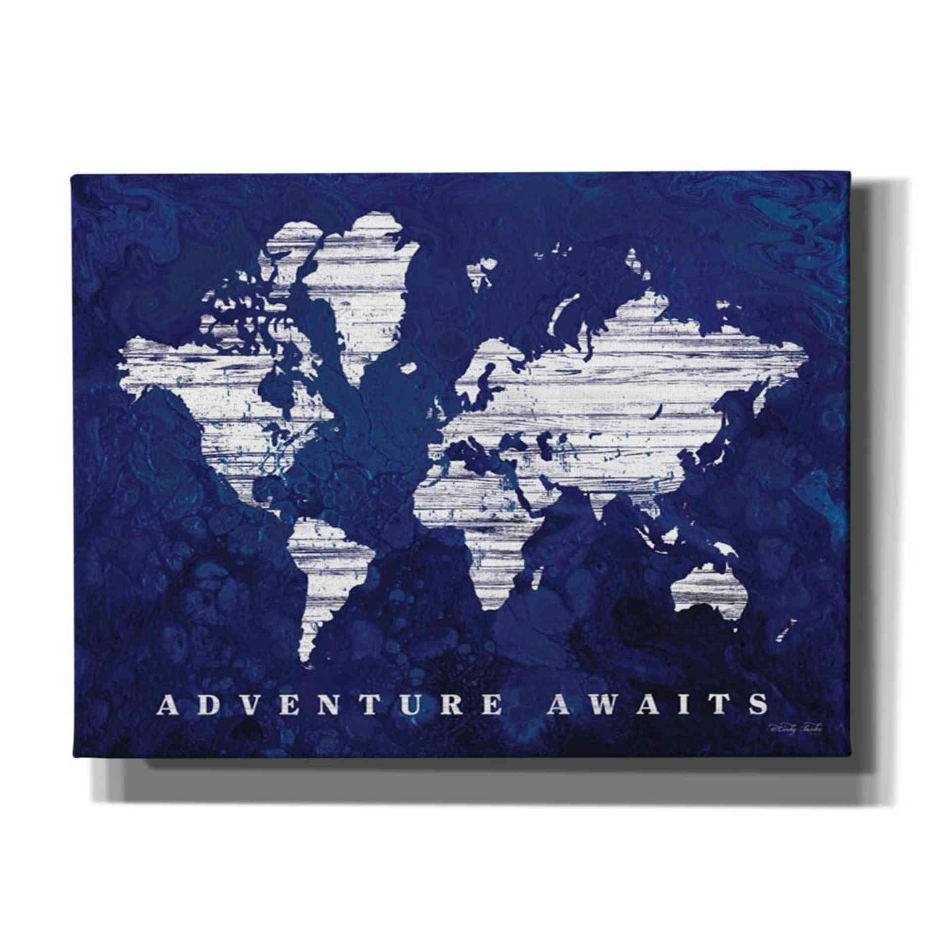 'Adventure Awaits Map' by Cindy Jacobs, Canvas Wall Art,Size B Landscape